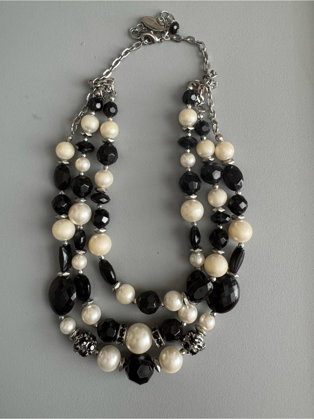 White House Black Market - Black and White Multi-Strand Beaded Necklace